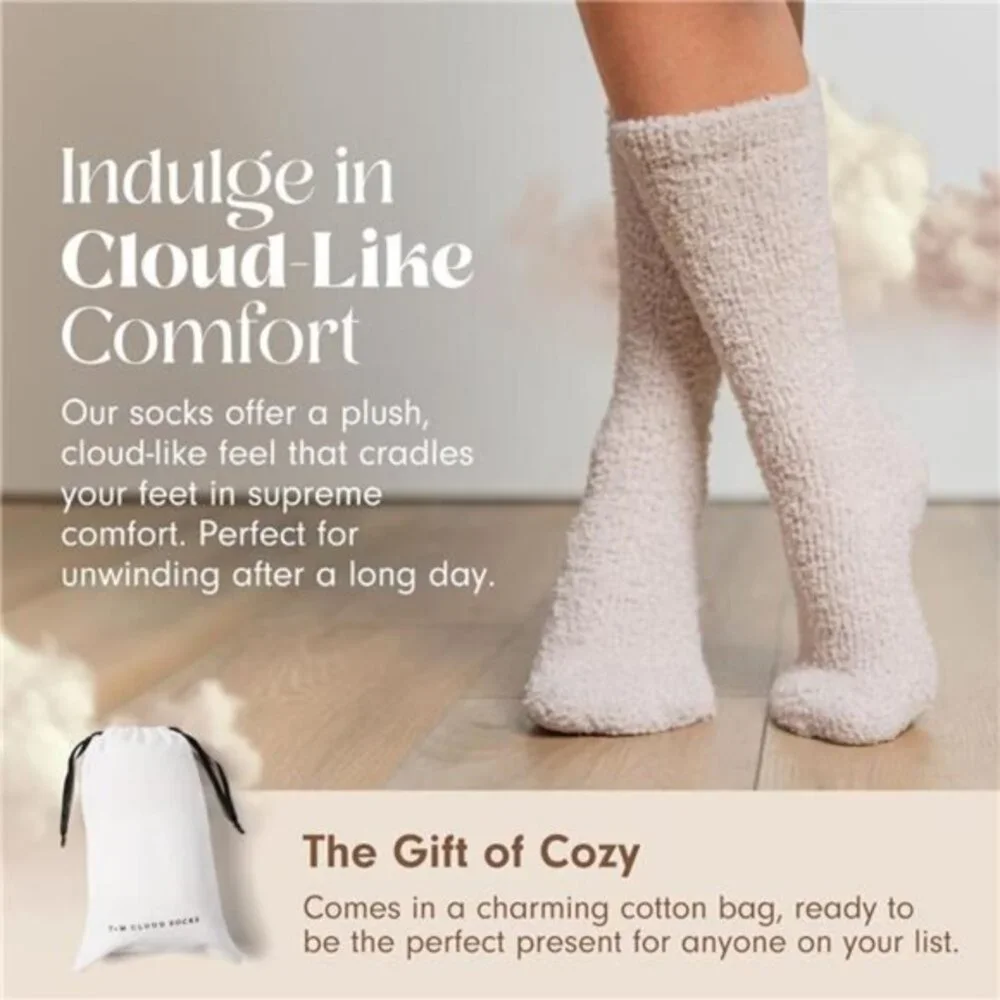 Unisex Cream Color‎ Gifts Warm & Cozy Ultra-Luxe Cloud Socks for Women & Men